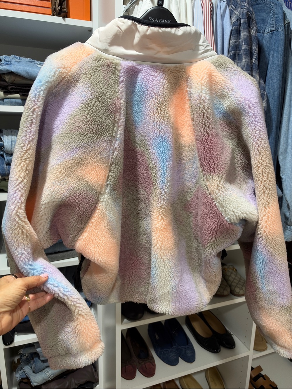 FP Movement by Free People Pastel Tie-Dye Sherpa Pullover Jacket size small - Picture 4 of 10